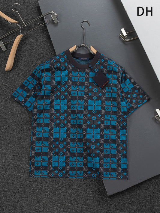 260306 New high-quality multi-color jacquard checkered T-shirt