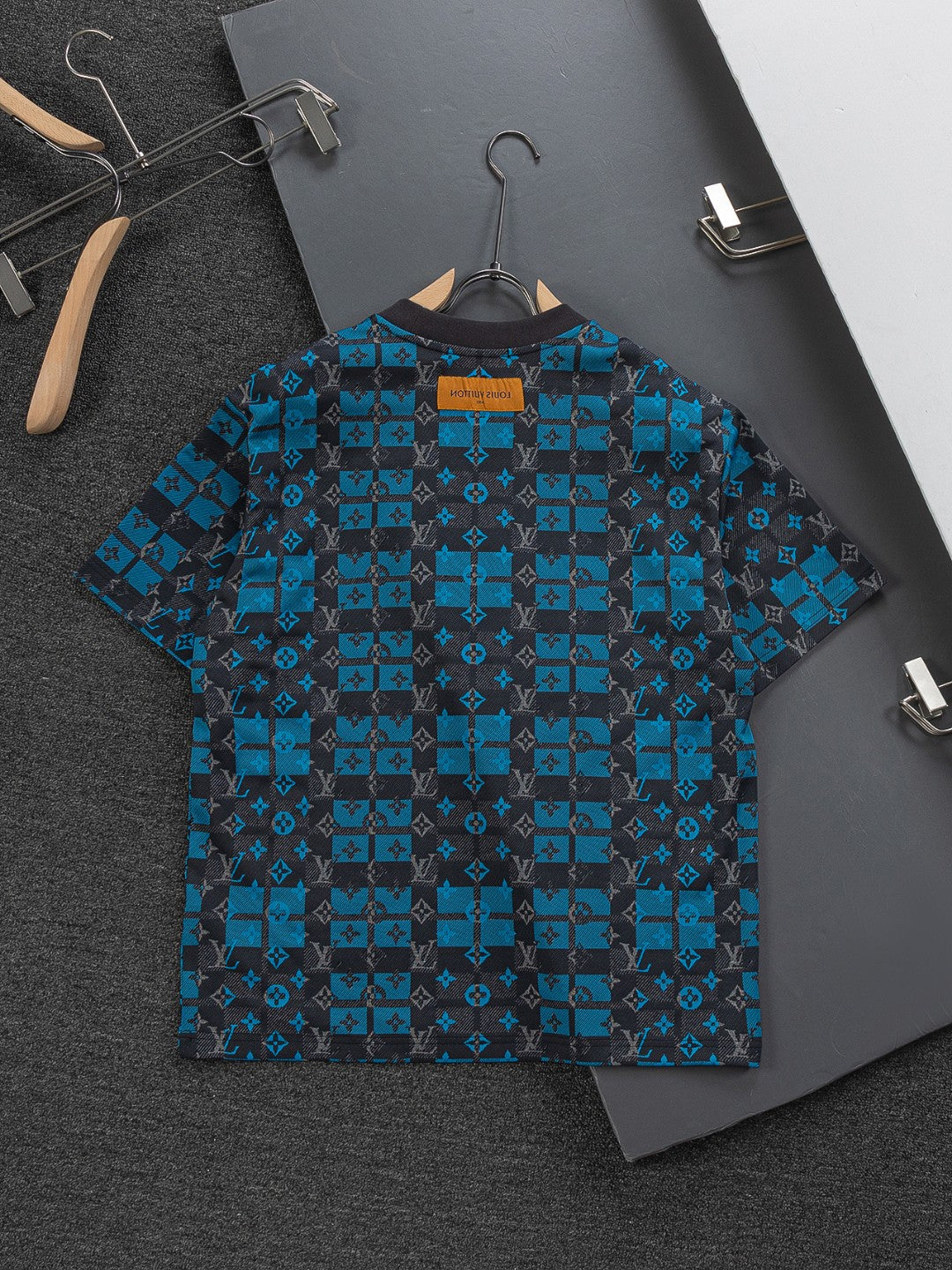260306 New high-quality multi-color jacquard checkered T-shirt