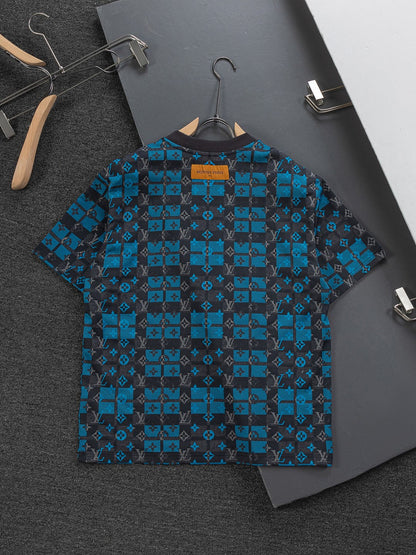 260306 New high-quality multi-color jacquard checkered T-shirt