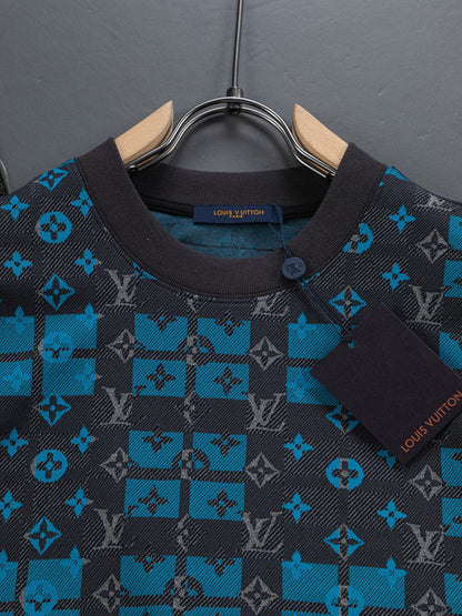 260306 New high-quality multi-color jacquard checkered T-shirt