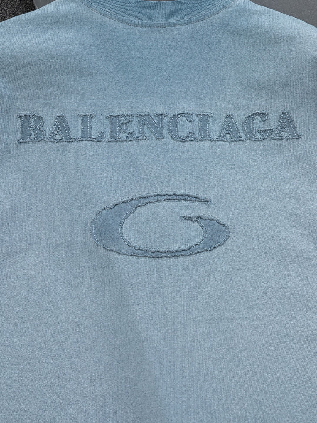 260306 New high-quality heavy-duty washed gradient-color embroidered patchwork T-shirt
