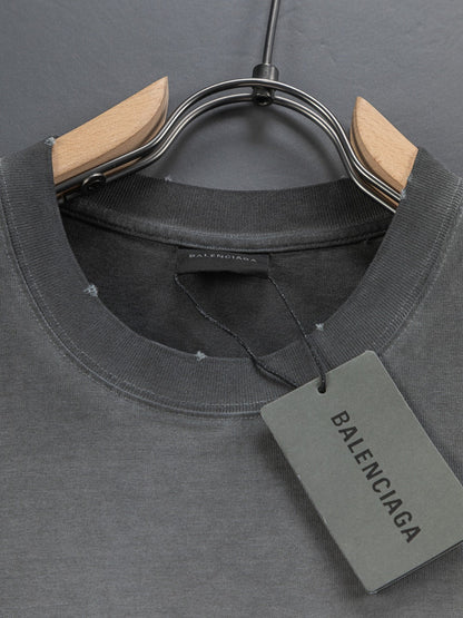260306 New high-quality heavy-duty washed gradient-color embroidered patchwork T-shirt