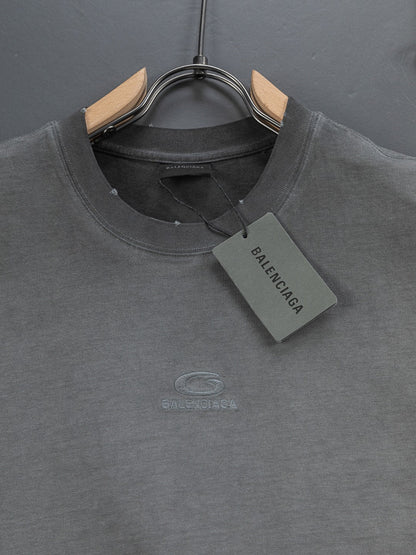 260306 New high-quality heavy-duty washed gradient-color embroidered patchwork T-shirt