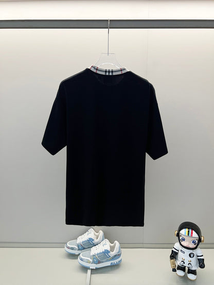 260306 New high-quality striped collar embroidered T-shirt