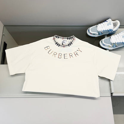 260306 New high-quality striped collar embroidered T-shirt