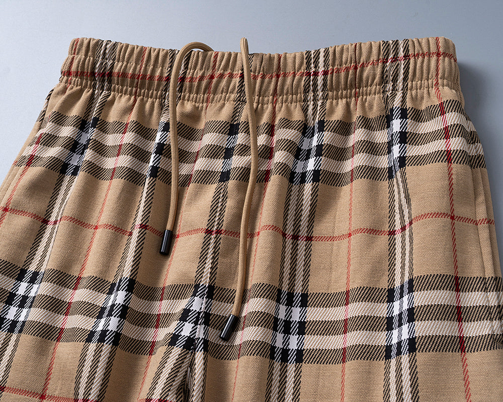 260306 New high-quality custom-made fabric checked knitted shorts