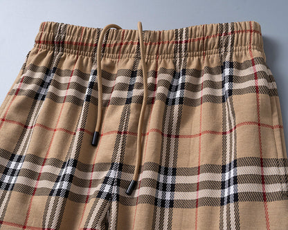 260306 New high-quality custom-made fabric checked knitted shorts