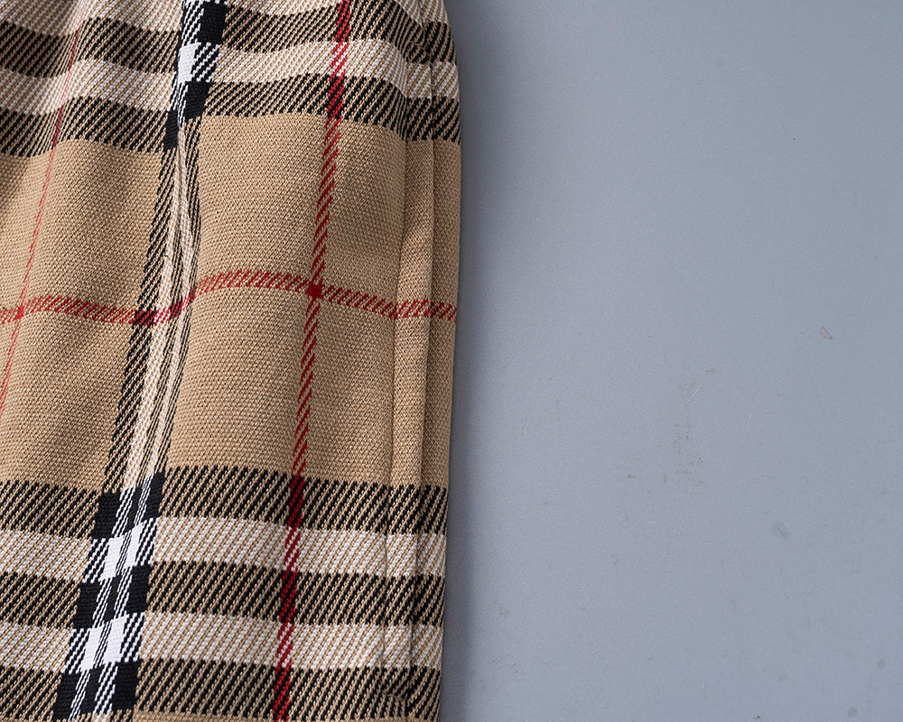260306 New high-quality custom-made fabric checked knitted shorts