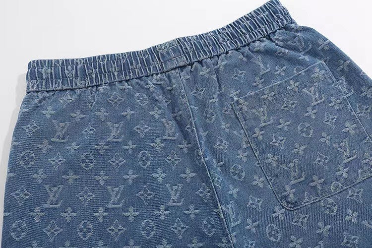 260306 New high-quality washed jacquard denim shorts