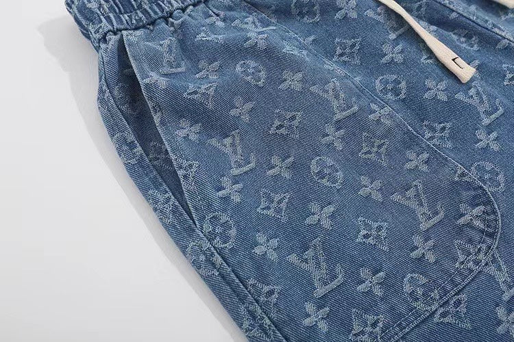 260306 New high-quality washed jacquard denim shorts