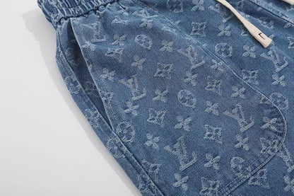 260306 New high-quality washed jacquard denim shorts
