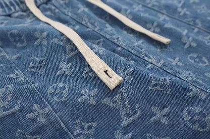 260306 New high-quality washed jacquard denim shorts