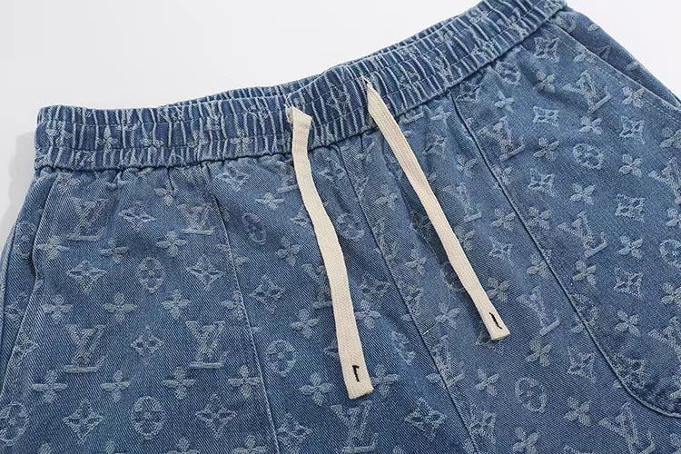 260306 New high-quality washed jacquard denim shorts
