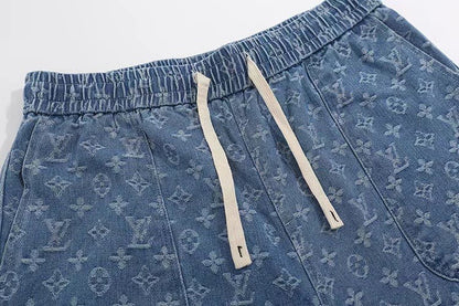 260306 New high-quality washed jacquard denim shorts