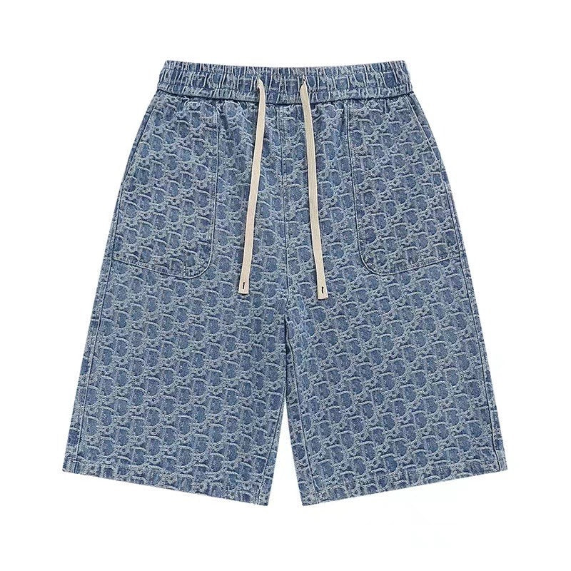 260306 New high-quality washed jacquard denim shorts