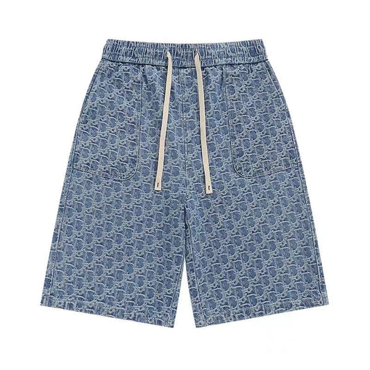 260306 New high-quality washed jacquard denim shorts
