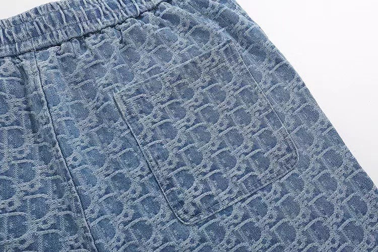 260306 New high-quality washed jacquard denim shorts