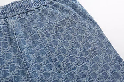 260306 New high-quality washed jacquard denim shorts