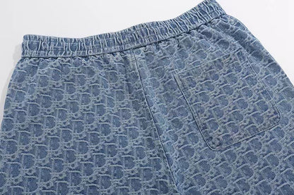 260306 New high-quality washed jacquard denim shorts