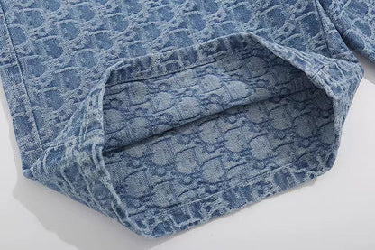 260306 New high-quality washed jacquard denim shorts