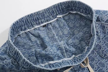 260306 New high-quality washed jacquard denim shorts