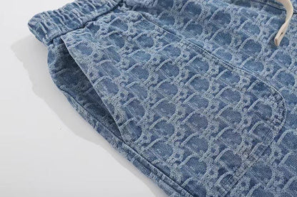 260306 New high-quality washed jacquard denim shorts