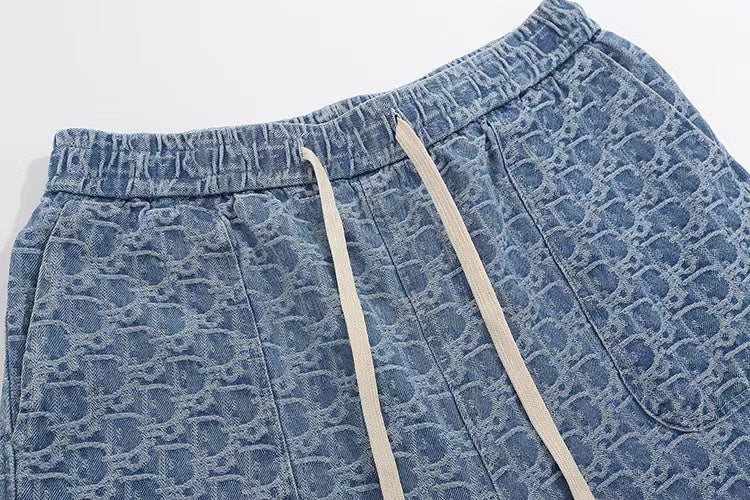260306 New high-quality washed jacquard denim shorts