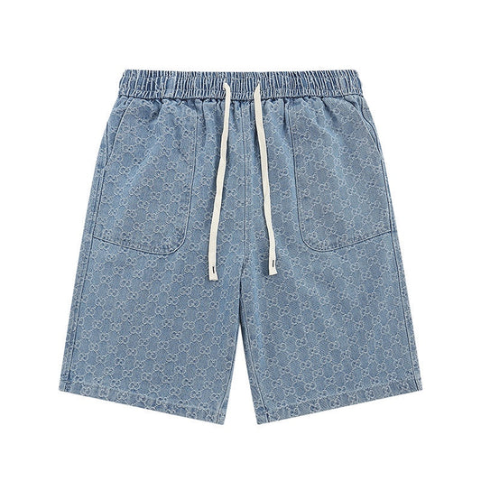 260306 New high-quality washed jacquard denim shorts