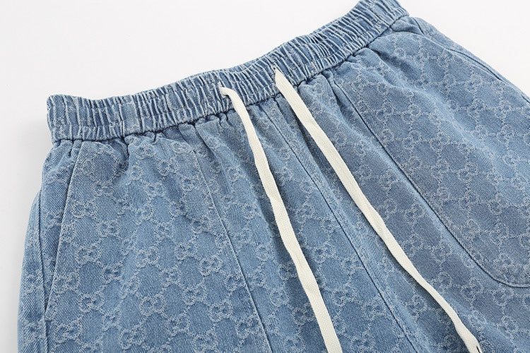 260306 New high-quality washed jacquard denim shorts