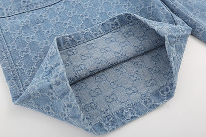 260306 New high-quality washed jacquard denim shorts