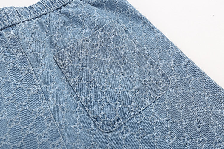 260306 New high-quality washed jacquard denim shorts