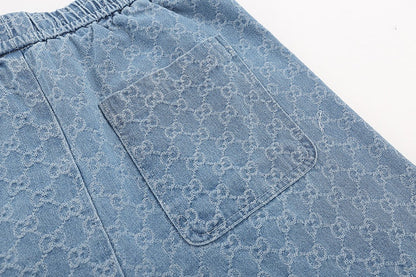 260306 New high-quality washed jacquard denim shorts