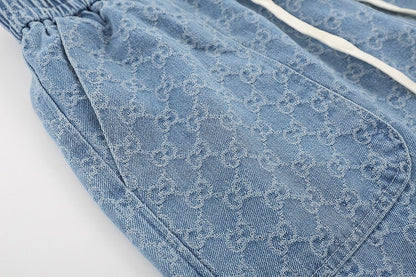 260306 New high-quality washed jacquard denim shorts