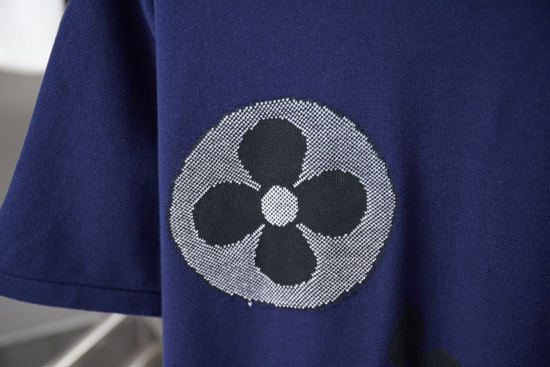 260306 New high-quality four-leaf clover letter embroidery knitted T-shirt