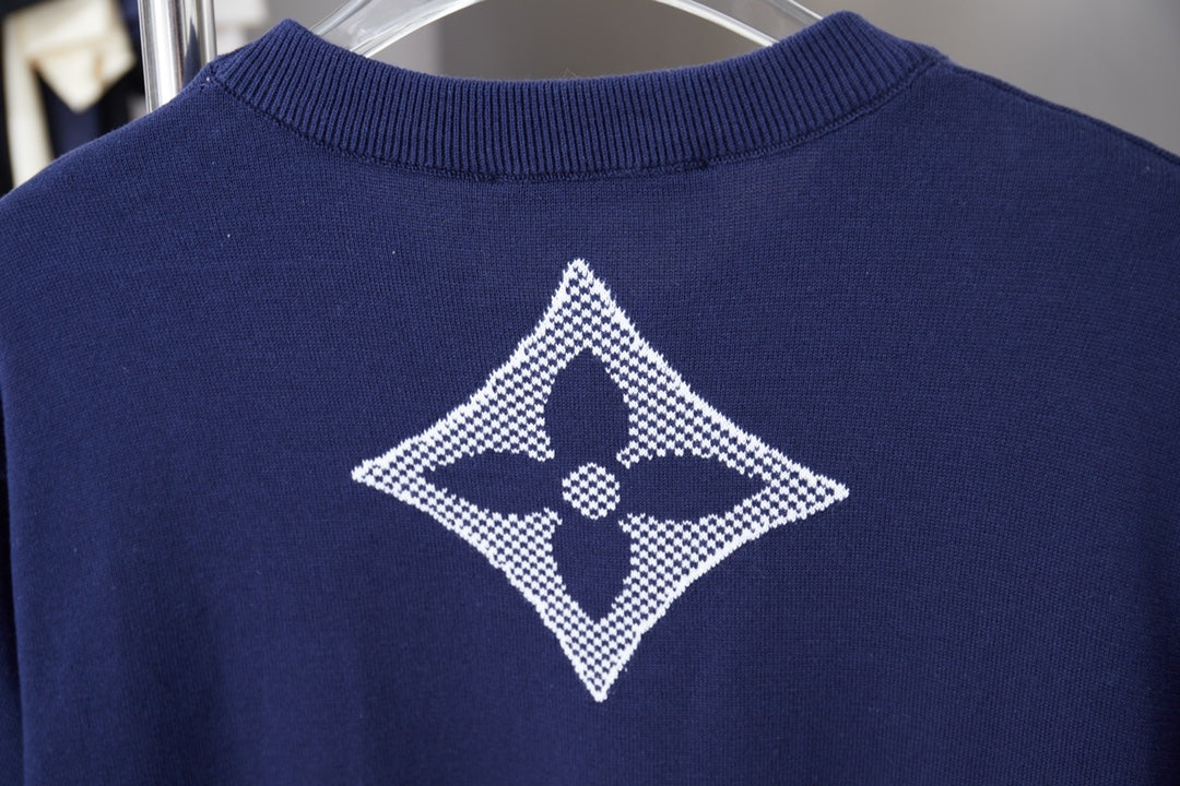 260306 New high-quality four-leaf clover letter embroidery knitted T-shirt