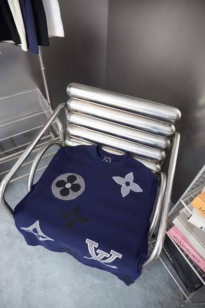260306 New high-quality four-leaf clover letter embroidery knitted T-shirt