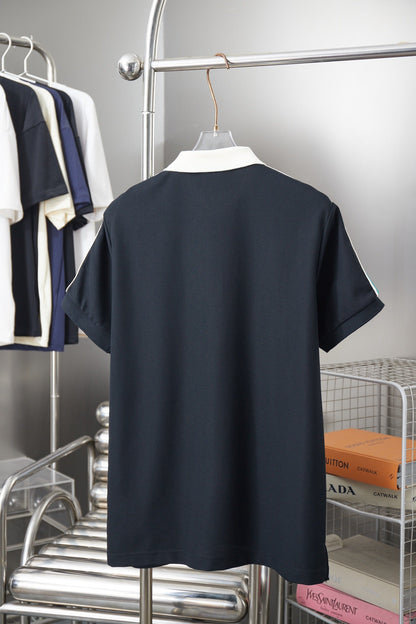 260306 New high-quality striped sleeve embroidered collar polo shirt