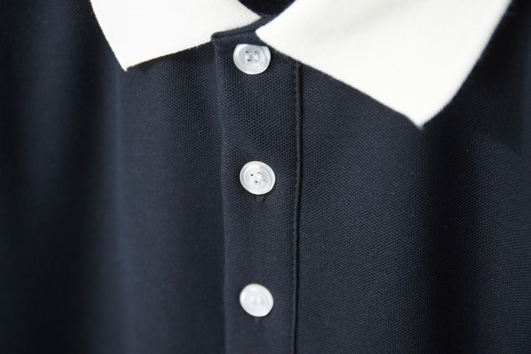 260306 New high-quality striped sleeve embroidered collar polo shirt