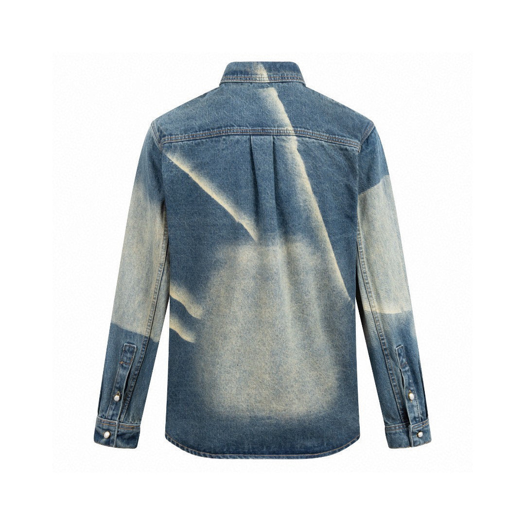 260306 New high-quality gradient vintage pocket denim jacket