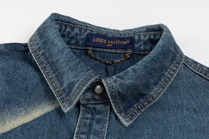 260306 New high-quality gradient vintage pocket denim jacket