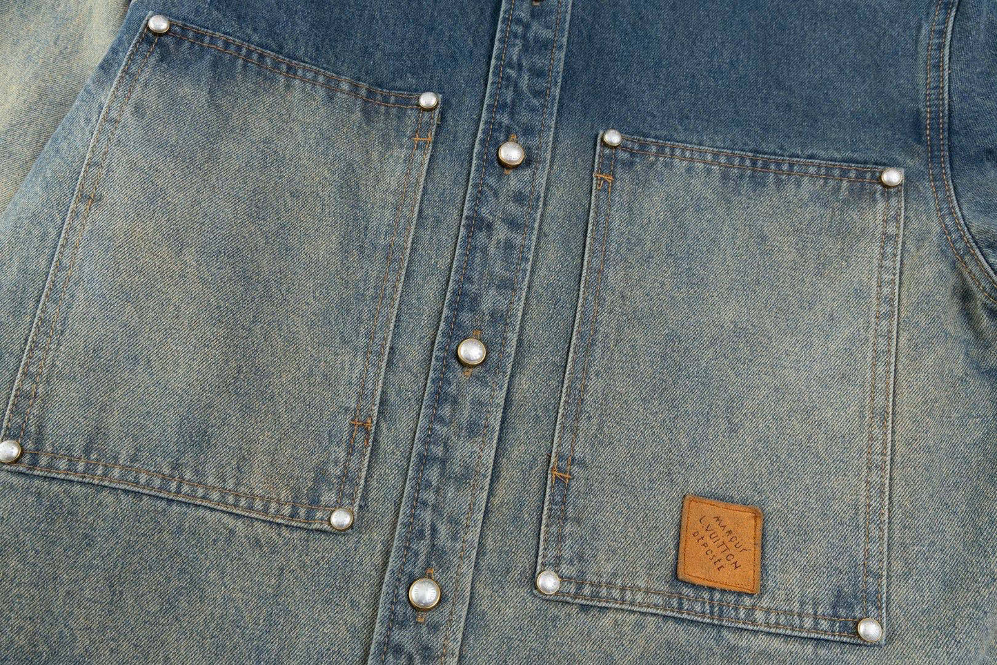 260306 New high-quality gradient vintage pocket denim jacket