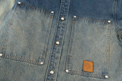 260306 New high-quality gradient vintage pocket denim jacket