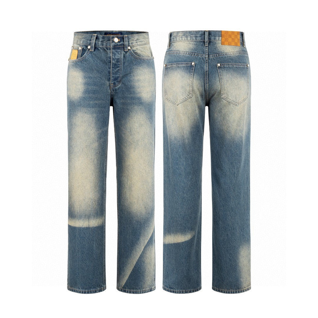 260306 New high-quality gradient vintage pocket jeans