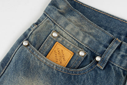 260306 New high-quality gradient vintage pocket jeans