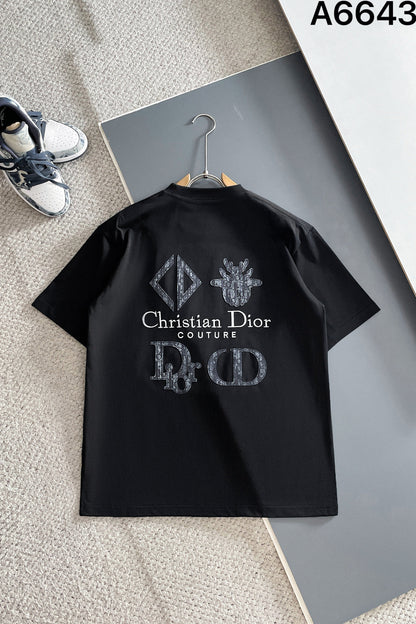 060311 New high-quality embroidered T-shirt with fabric pattern
