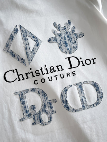 060311 New high-quality embroidered T-shirt with fabric pattern