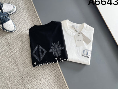 060311 New high-quality embroidered T-shirt with fabric pattern