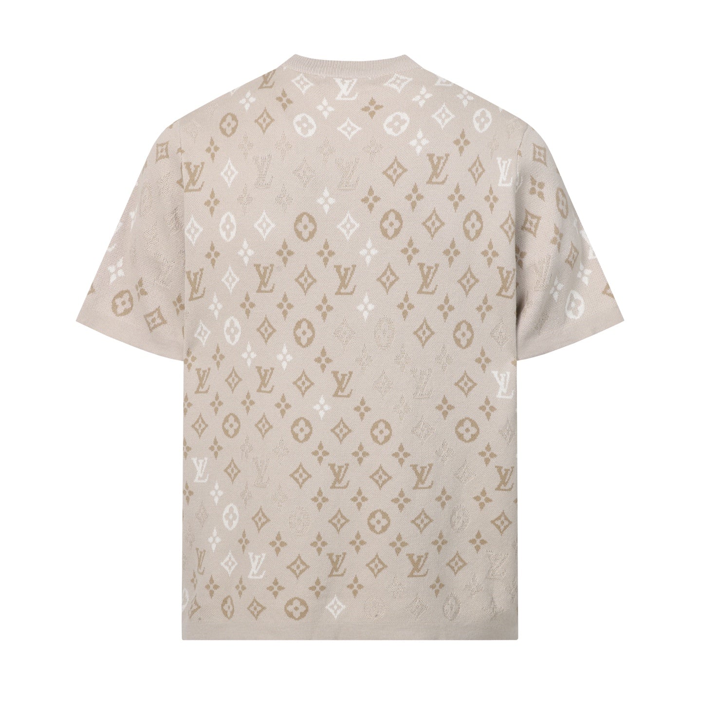 060311 New high-quality gradient-color woven-print jacquard wool blend round-neck T-shirt