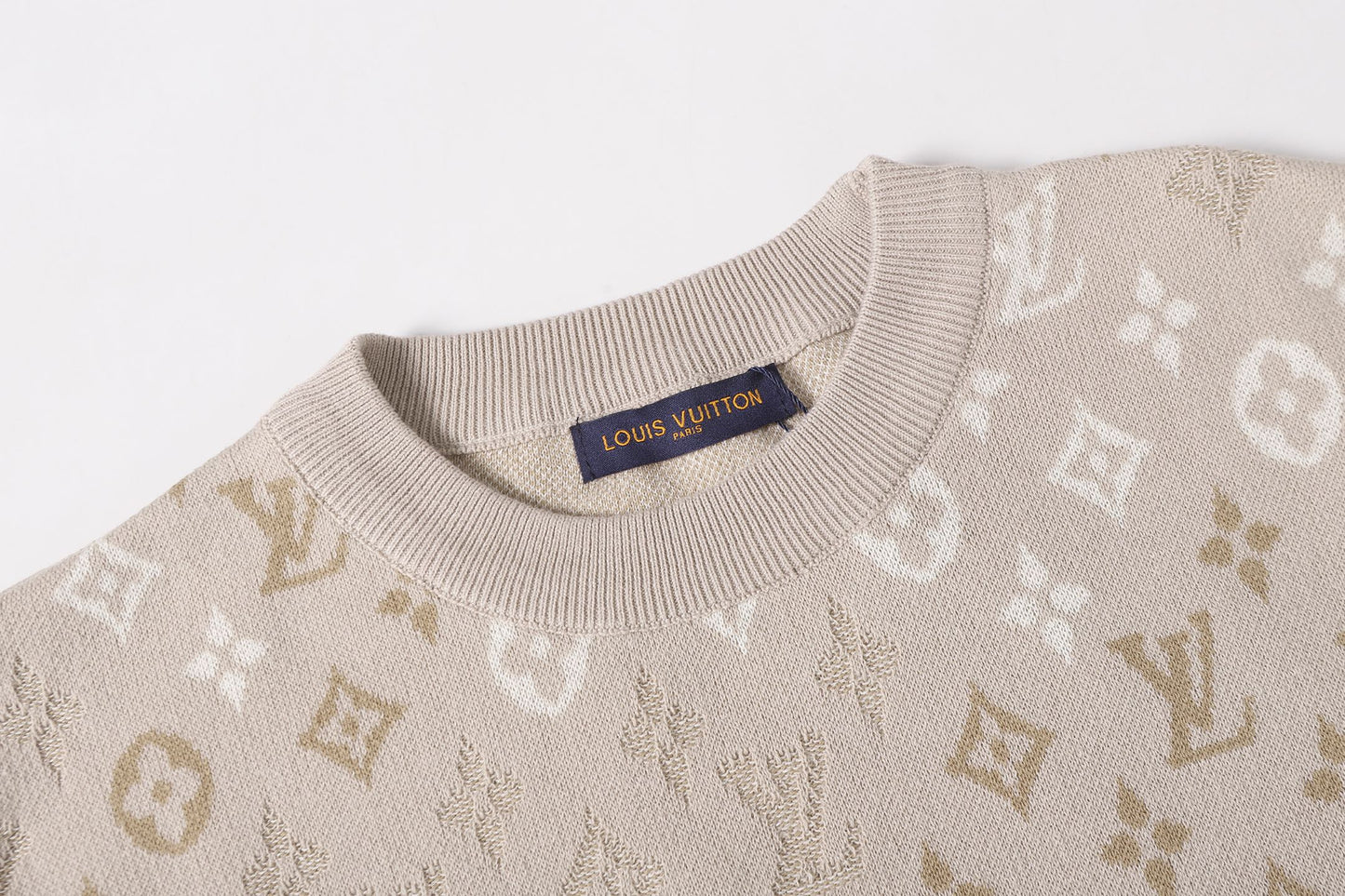 060311 New high-quality gradient-color woven-print jacquard wool blend round-neck T-shirt