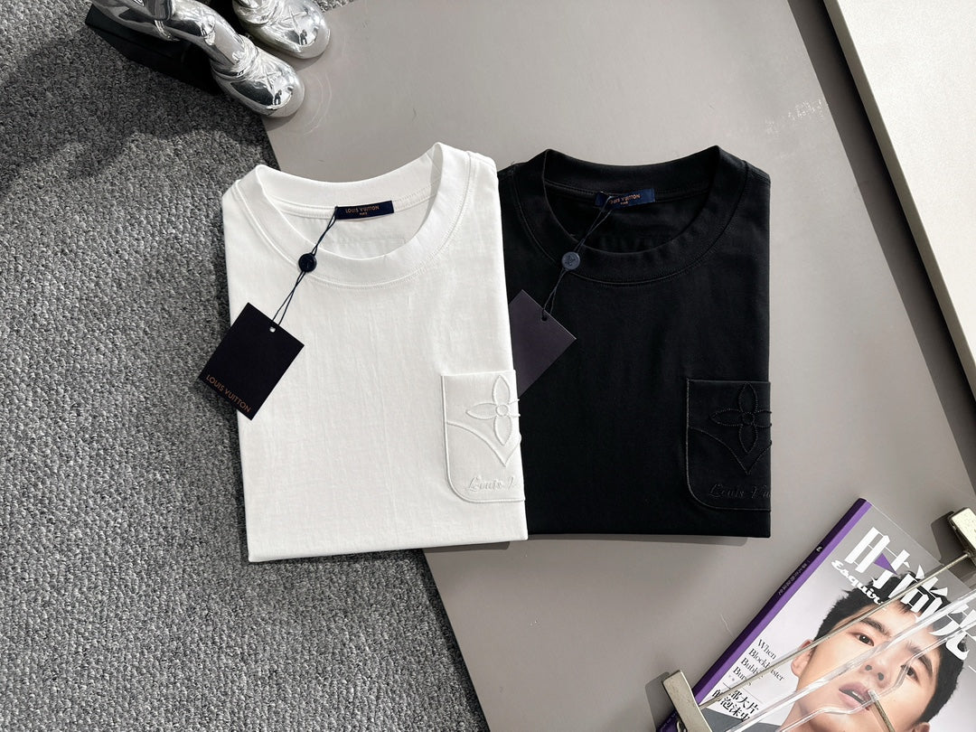 060311 New high-quality, minimalist pocket embroidered T-shirt
